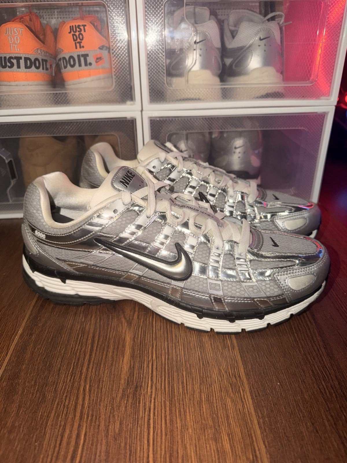 Silver trainers — before