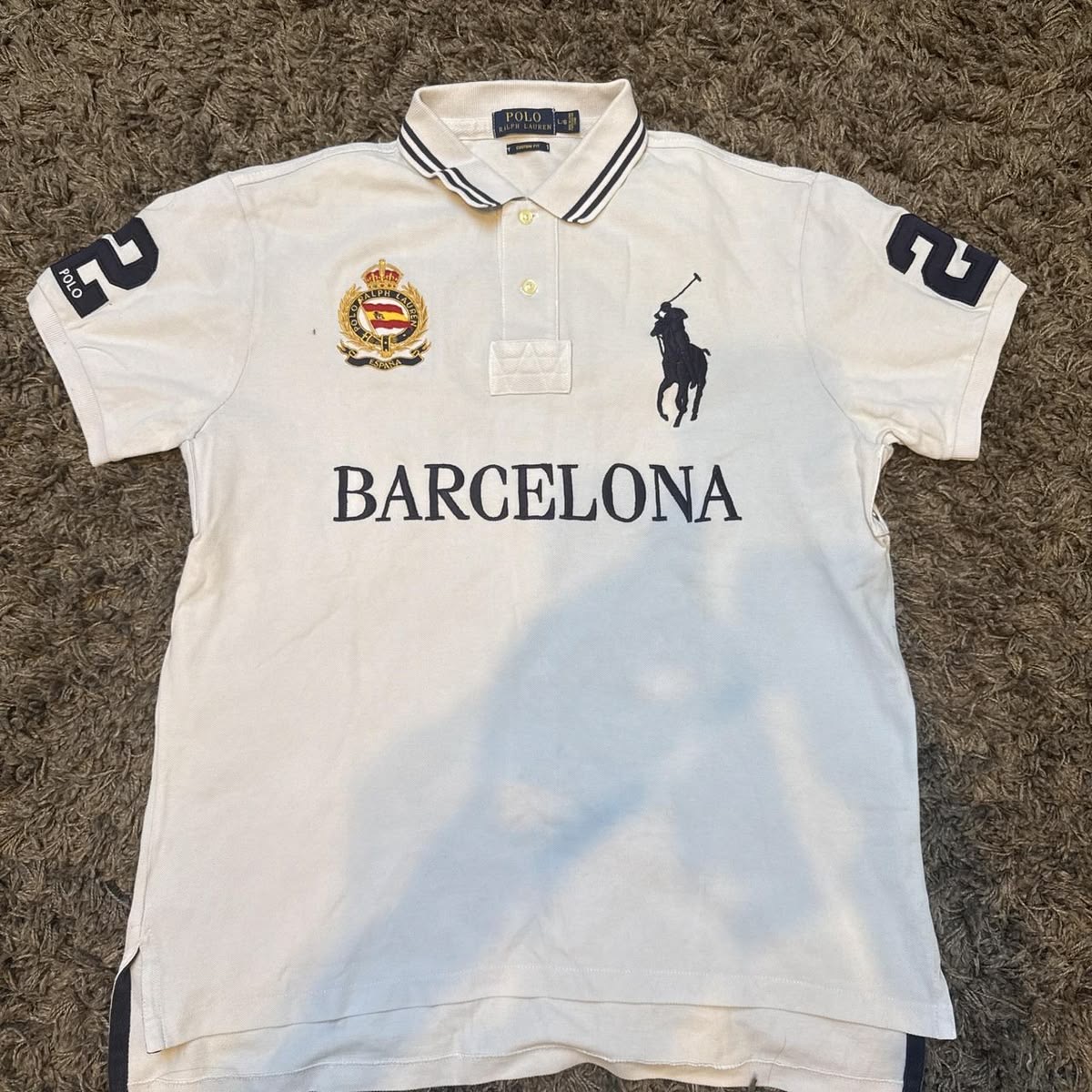 White Barcelona polo — before