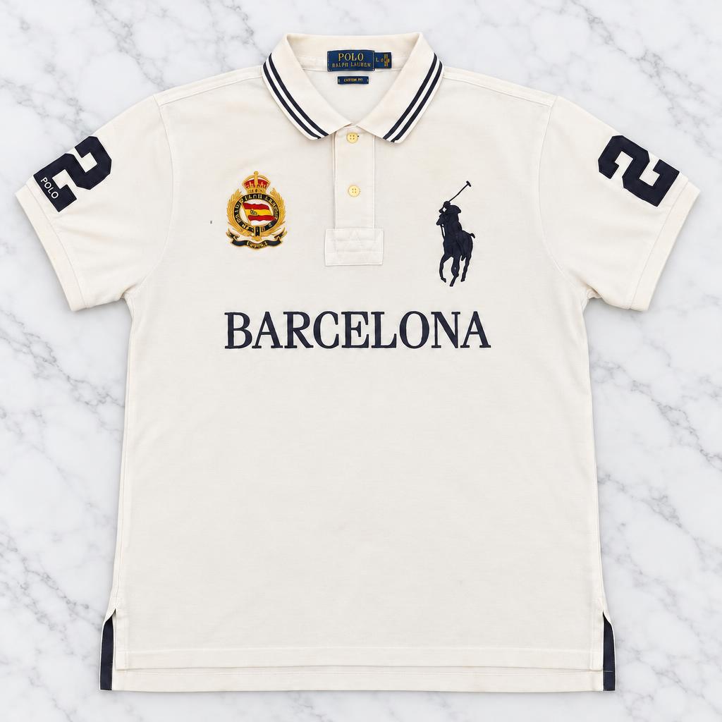 White Barcelona polo — after