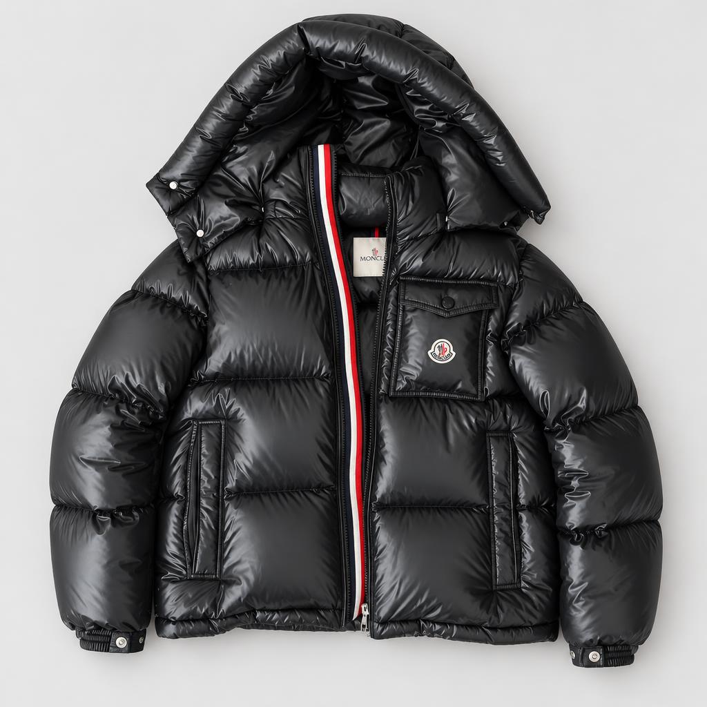 Black puffer jacket — after